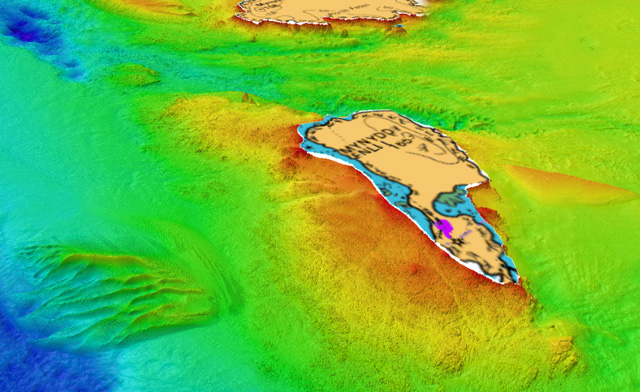 Bardsey Island chart combined with multibeam data of seabed