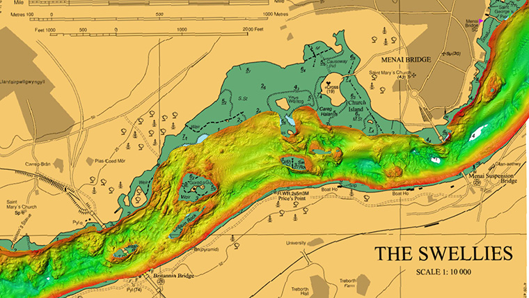 Our data superimposed over a chart of the area